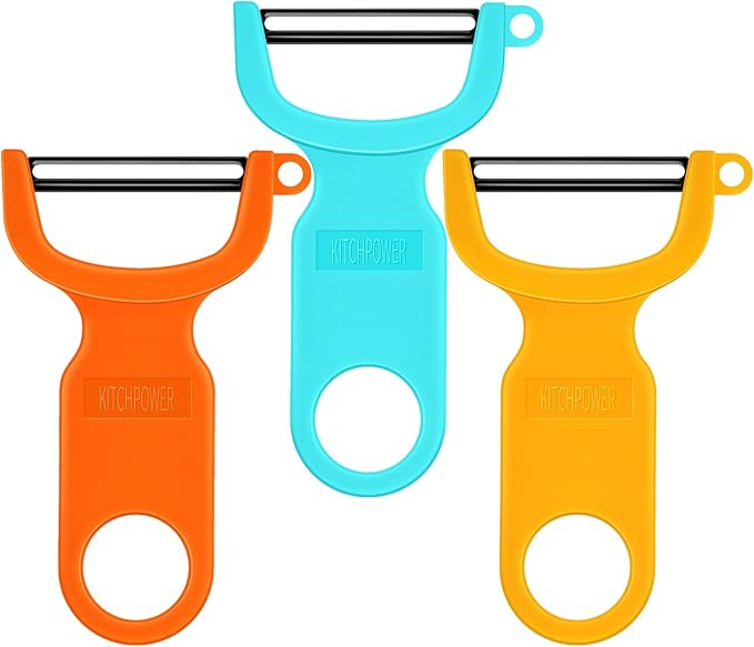 Original Vegetable Fruit Peeler Carbon Steel Blade 3 Pack Orange/Blue/Yellow…