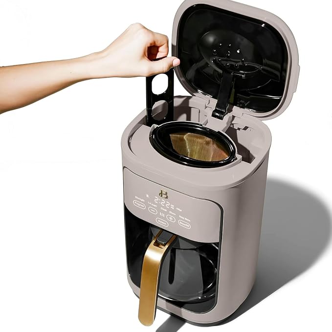 Beautiful 14-Cup Programmable Coffee Maker with Touch-Activated Display – Brew Hot Coffee Fast, Keep Warm & Auto-Pause (Porcini Taupe)