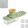 Multi-Function Garlic Grinder, 3-in-1 Garlic Chopper & Slicer with Airtight Container Easy-Clean Multi-Purpose Mandoline Slicer with Wire Scrubber and Kitchen Hook (Green)
