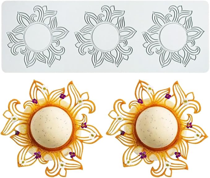 Hollow Leaf Silicone Mold Chocolate Candy 3D Hollow Leaf Candy Mold Food Cooking Meals Decorations Fondant Mold Polymer Clay Molds (Flower Ring R_11.68x3.92x0.12inch)