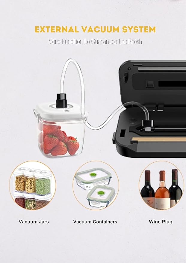 MEGAWISE 202309 Updated Model B w/ 4 Food Type/3 Bag Type Selection Food Vacuum Sealer Builtin Cutter for Fresh Saver of all food types moist, dry cold