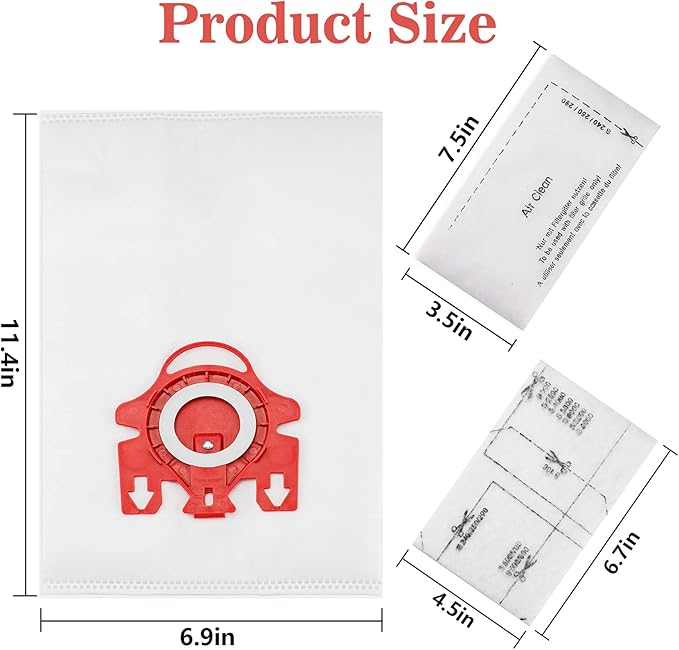 3D Airclean Dust Bags Replacement for Mie.le FJM Compact C2 Compact C1 Complete C1 S241 S290 S300i S500 S700 S4 S6 Series (Pack of 20) with 5 Motor Protection Filters 5 Air.Clean Filters