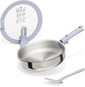 CAROTE 10 Inch Tri-Ply Stainless Steel Saute Pan, 4QT Nonstick Frying Pan with Detachable Handle, Non Toxic Stainless Steel Cooking Pan, Induction Kitchen Cookware with Lid, Oven Safe to 600°F