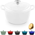 Signature Enameled Cast Iron Dutch Oven, Non-Stick Serving Pot with Tight Fitting Lid for Perfect Roasting, Baking, Sauteing, and Bread Making | 3.5Q (3.3L) - White