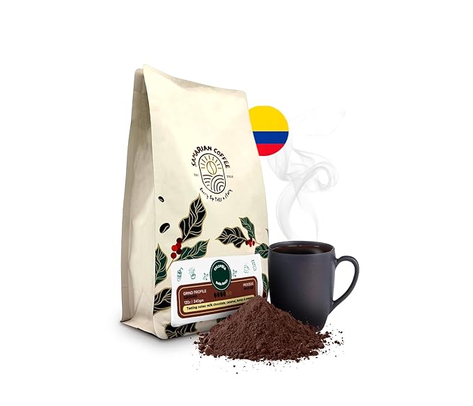 Samarian Coffee Medium Roast – Colombian Single-Origin Arabica – Specialty Ground Coffee with Citrus & Floral Notes – Smooth & Aromatic – For Pour Over, French Press, Chemex, V60 – 12oz Bag