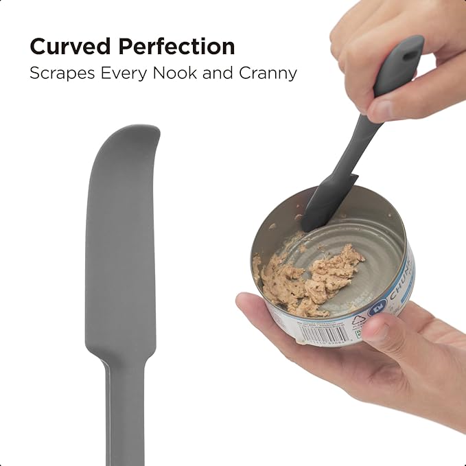 Kitchen Mama WaltzGrip Platinum Silicone Jar and Can Spatula Utensil Set: Heat Resistant, Nonstick Scraper, Scooping, Perfect for Smoothies, Jam, Cream, Butter, Dishwasher Cooking Gadget (Metal Gray)