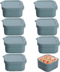 1/2 Cup Silicone Freezer Tray With Lid - Silicone Freezer Molds 8-Pack For meal prep & freezing of various sauces and other dishes, makes 8 perfect 1/2 cup portions cubes (Blue 8 Pack)