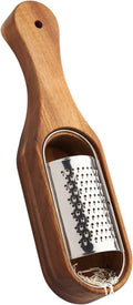 Cheese Grater With Container - Stainless Steel Cheese Grater With Wood Handle Shredder Zester Grater Box Kitchen Handheld Cheese Spoon Grater
