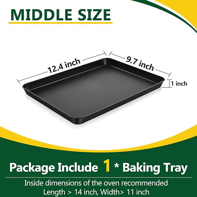 P&P CHEF 12.4 Inch Baking Cookie Sheet Pan, Carbon Steel Oven Tray, Non Stick Bakeware for Cooking Baking Bread Meat Vegetables, Sturdy & Healthy, Easy Clean, 1Pc