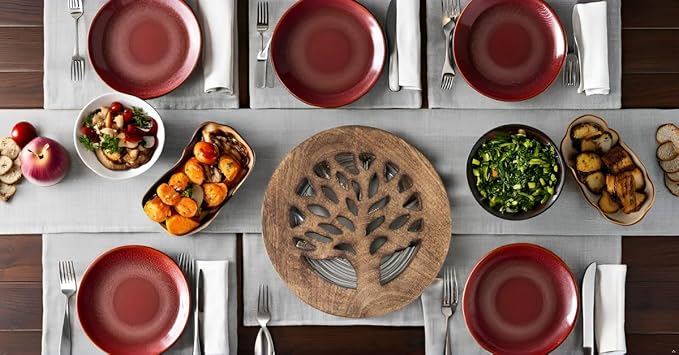 Handmade Wooden Trivet for Hot Dishes Plates & Pots Holder Hot Pad for Kitchen & Dining Table Decor Cookware Heat Resistant Rustic Decorative Carvings Tabletop Home & Dining Table Essentials (White)