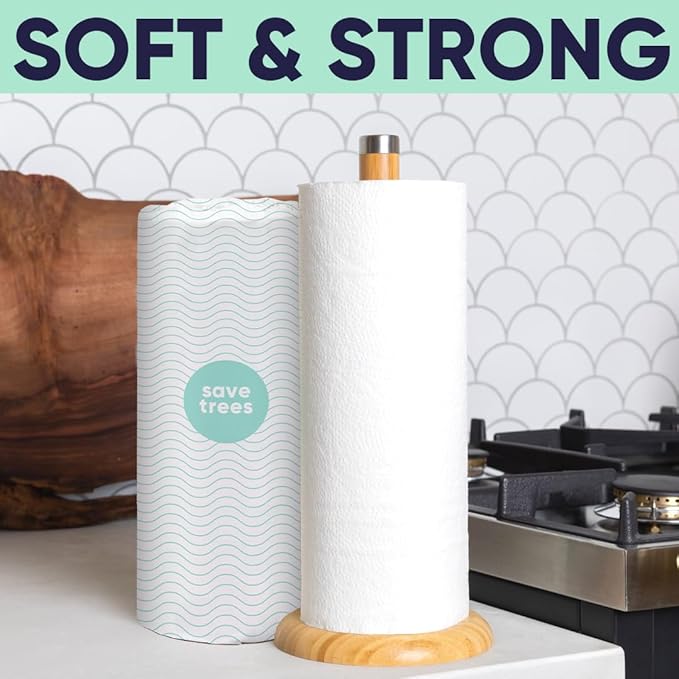 Cloud Paper Bamboo Paper Towels - 40 Rolls of Ultra Absorbent and Durable Paper Towels for Sustainable Cleaning - FSC-Certified, Plastic-Free Packaging, and Chlorine-Free Paper Towel