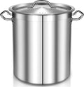 Large Stock Pot with Lid - 40 Quart Stainless Steel Cookware, 10 Gallon Heavy Duty Soup Pot, Big Pots for Cooking, Compatible Induction & Oven