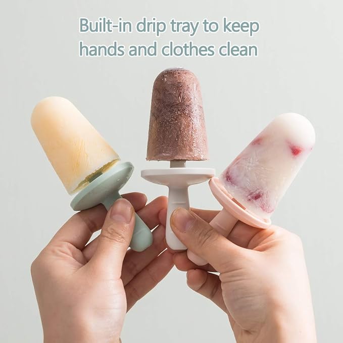 Popsicle Mold Set 4 Pieces Homemade Silicone Popsicle Maker Easy Release Ice Cream Molds Reusable DIY Pop Molds (White, IcyClassic Pops)