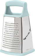 Tovolo Elements 4-Sided Box Grater - Stainless Steel Cheese Shredder with Coarse Medium Fine Slice Sides, Comfortable Handle & Stable Base for Kitchen Prep, Large, Blue Haze