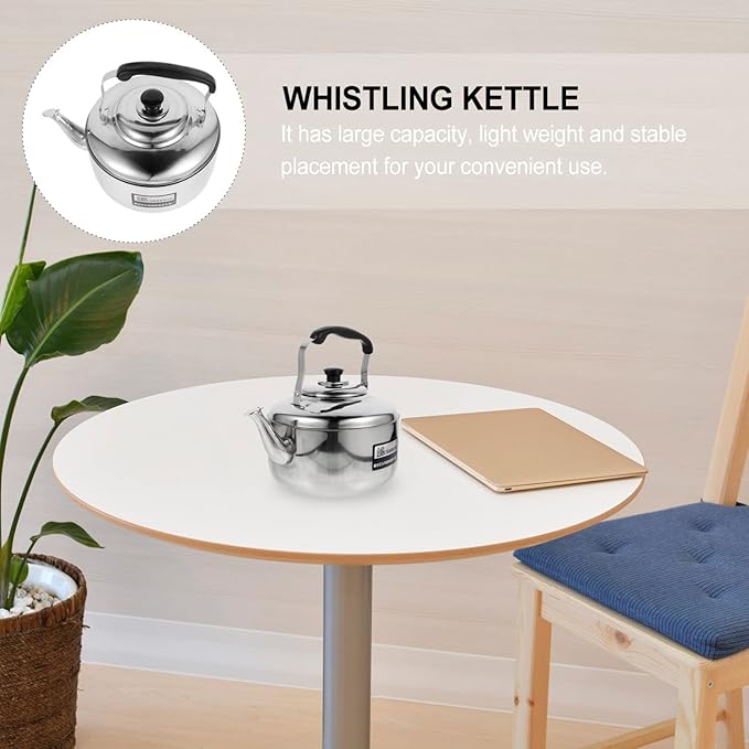 Cabilock 6L Stainless Steel Whistling Tea Kettle Large Capacity Stove Top Water Pot with Ergonomic Handle for Home Kitchen