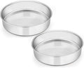 E-far 9½ Inch Cake Pan Set of 2, Stainless Steel Round Cake Baking Pans, Non-Toxic & Healthy, Mirror Finish & Dishwasher Safe
