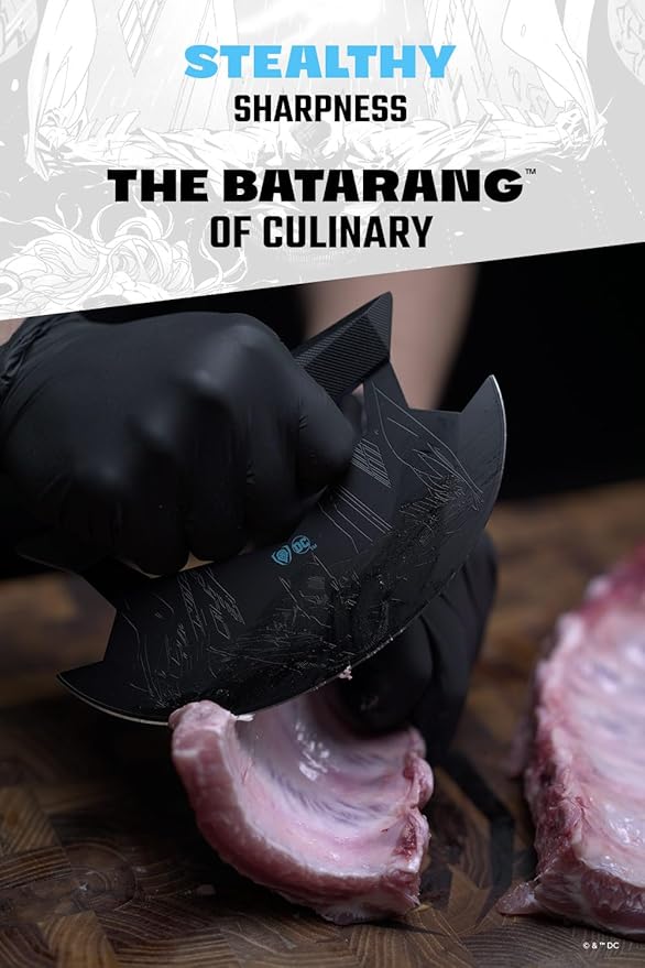 Dalstrong Ulu Chef Knife -7 inch-BATMAN™ Shadow Black Edition-High Carbon Steel BlackTitanium Coated Paring Knife, Mincing, Slicing Meat&Herb-G10 Handle-Sheath Cover