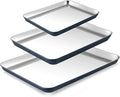 BRONYPRO Stainless Steel Baking Sheet Pan Set of 3, Cookie Sheets 9/12/16 In, Non-Toxic Uncoated Interior (PFOA & PTFE Free), Solid Warp-Resistant Cooking Trays for Oven & Toaster, Navy Exterior