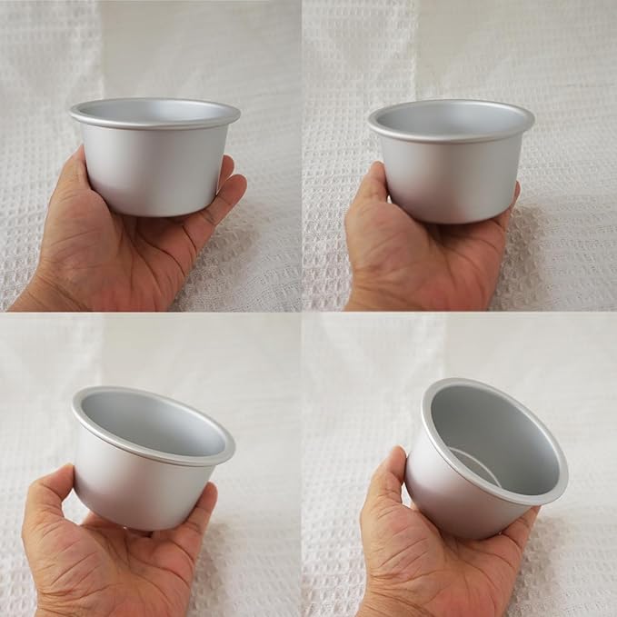 Aluminum Tart Pan Set, 6 PCS Popover Pan Single Serving Pastry, Large Muffin Pans, Baking Tool for Egg Tart, Yorkshire, Cupcake, Baba Au Rhum, Pot Pie (3.82x 2.95x 2.05 Inch)