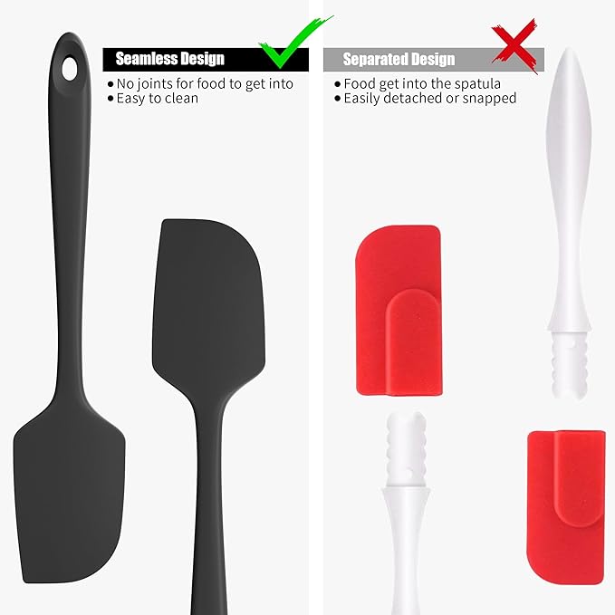 3-Piece Silicone Spatula Scrapers: Doosu 600°F Heat Resistant Food Grade Kitchen BPA Free Rubber Baking Cooking Tool Nonstick Utensil Set for Mixing, Scraping, Folding, Stirring, Serving (Multi-3)