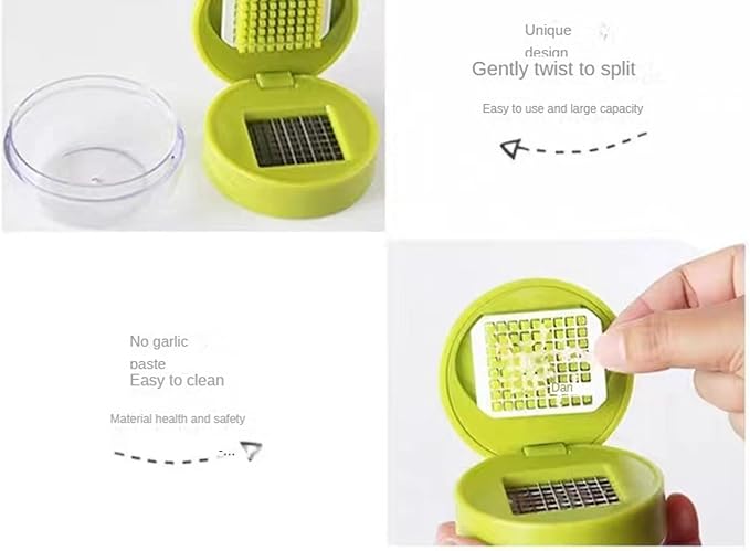 Garlic Press Dicer Wheel, Plastic Garlic Masher, Simple Household Manual Kitchen Tool with Garlic Press Box (rotundity)