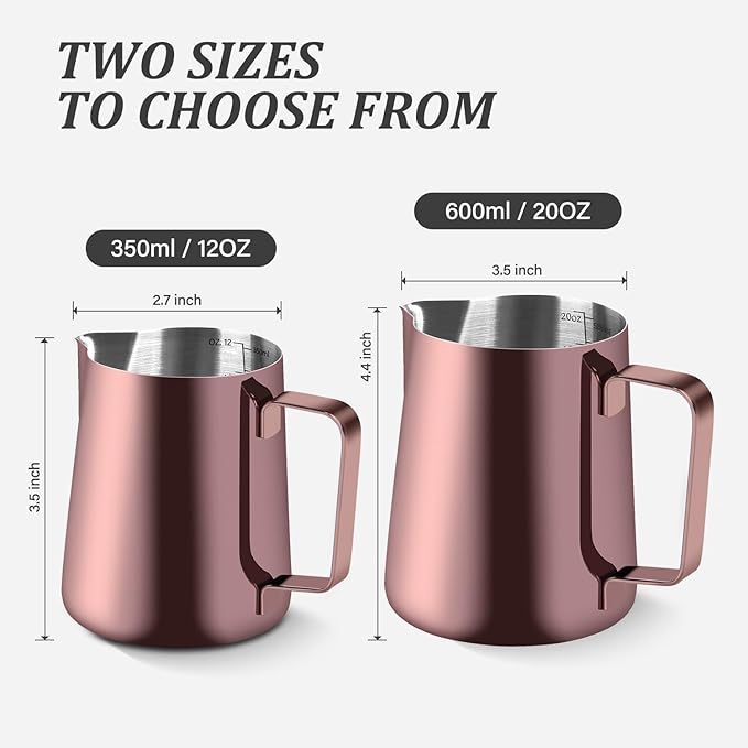 Milk Frothing Pitcher, 20OZ/600ML Stainless Steel Espresso Steaming Pitcher Coffee Milk Frother Cup with Decorating Art Pen for Espresso Machine, Milk Frother, Latte Art