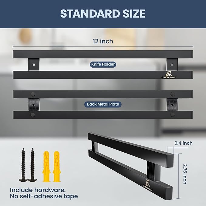 12 Inch Heavy-Duty Magnetic Knife Holder for Refrigerator, No Adhesive Tape or Screws Needed Knife Magnetic Strip for Strong Fridge Mount or Wall as Gifts for Women or Men