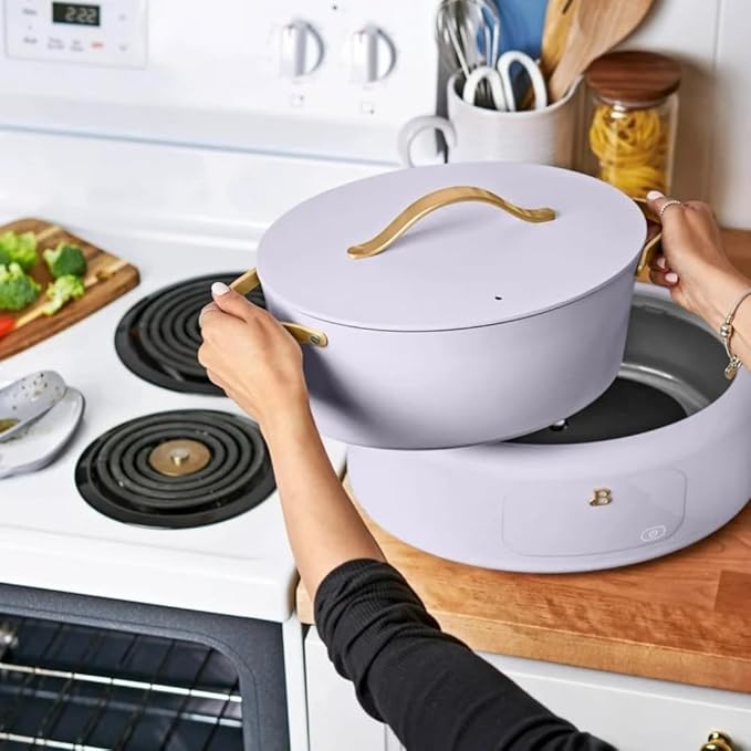 Beautiful 10-in-1 6Qt Electric Multi-Cooker with 7 Presets,Oven-Safe Pot & Lid,Sauté, Steam,Slow Cook,Slow Cooker, Simmer,Rice & More,Touch Display,Dishwasher Safe,Serves Up to 7(Lavender)