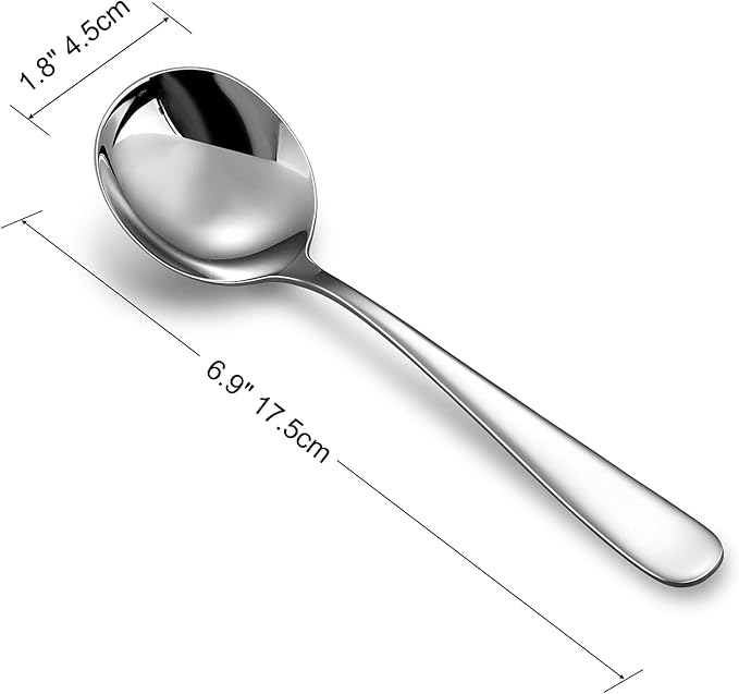 KEAWELL Premium 7" Louise Soup Spoons, 18/10 Stainless Steel, Dishwasher Safe (4)