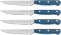 DURA LIVING Premium 4-Piece Steak Knife Set – Sharp Serrated Blades, Forged High Carbon Stainless Steel, Full Tang, Ergonomic Handle, Royal Blue – Ideal for Dining & Entertaining