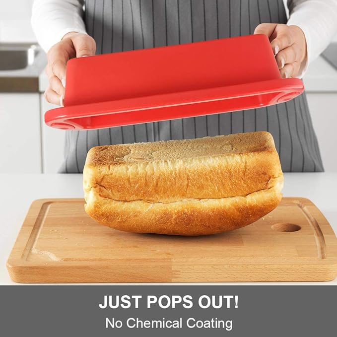 SILIVO Silicone Bread and Loaf Pans (4 Pack) - Nonstick Silicone Baking Mold for Homemade Loaf, Bread and Meatloaf