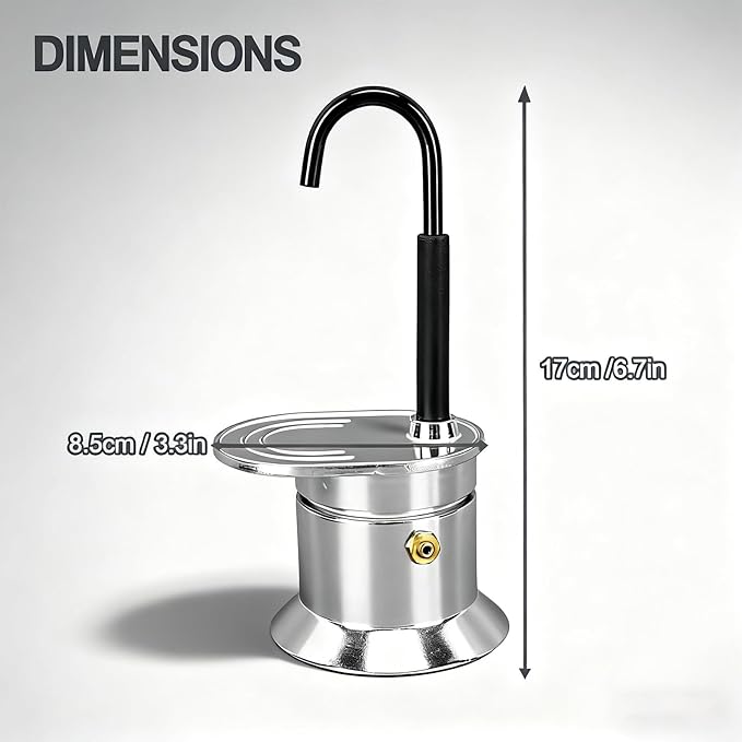 Mini Italian Mocha Coffee Maker, Single Cup, 50ml Capacity, Portable Outdoor Coffee Pot, Black Handle, Silver Base