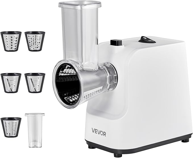 VEVOR Electric Cheese Grater Salad Maker, 200W Salad Shooter, Electric Vegetable Slicer Shredder Chopper for Fruits with 5 Attachments, Stainless Steel Food Cutter for Vegetables, and Cheeses