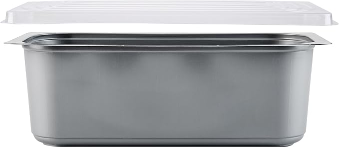 Restaurantware-RW Base 5 Quarts Ice Cream Containers, 100 Rectangle Disposable Containers - Durable, With Clear Lid, Black Plastic Box, For Ice Creams, For Cafes