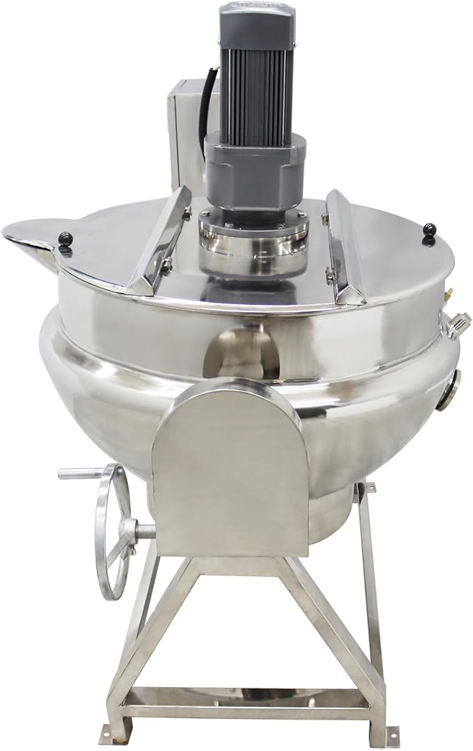 TECHTONGDA 54gallon Commercial Electric Cooking Machine Tilting Jacketed Pot Heating Kettle Stainless Steel with Stirrer 220V