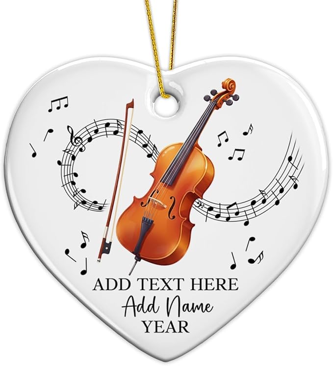 Personalized Cello Xmas Ceramic Ornament with Text Name & Year, Customized Cellist Ornament Christmas 2025, Cello Music Instrument Christmas Ornaments, Gift for Men Women Musician Teacher