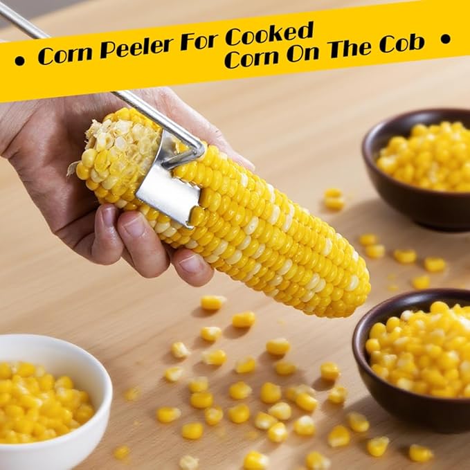 2pcs Corn Peeler,Corn Peeler For Cooked Corn On The Cob,Stainless Steel Corn Cob Stripper for Home Kitchens, Restaurant Chefs, Outdoor Dining Enthusiasts