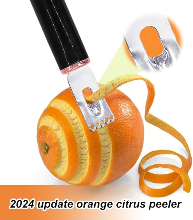 Channel Knife, 2 in 1 Lemon Peeler Zester Cocktail Garnish Citrus Zester 5 Baldes Ultra Sharp Lemon Rind Twist Peeler Stainless Steel Bar Tool Professional Grade Bar Accessory (Rose Gold)