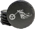 Ride The Fire: Flaming Chopper Motorcycle Coasters - Round Slate - Set of 4