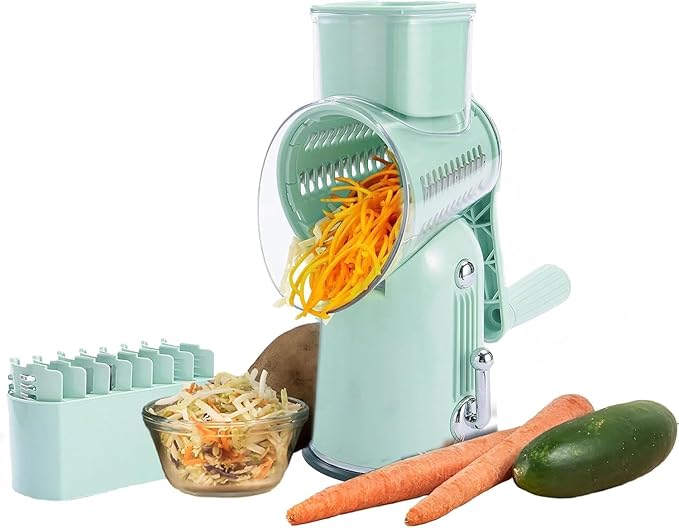 Chef Power Premium Quality Rotary Cheese Grater with Handle - Kitchen Accessories Cucumber Slicer Vegetable Salad Grater, Vegetable Grater - Cheese Grater (Light Green)