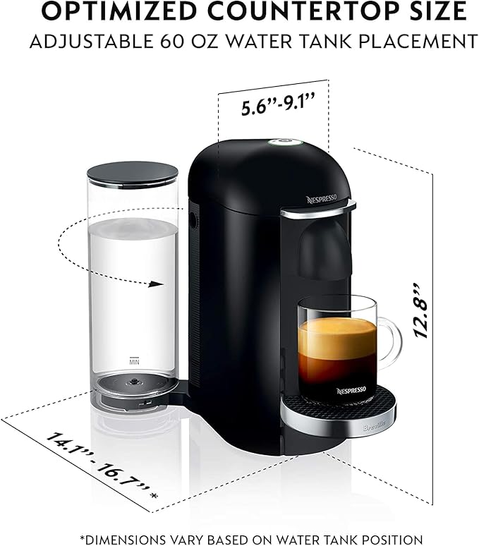 Nespresso Vertuo Plus Deluxe Coffee and Espresso Maker by Breville, Black