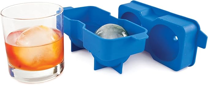 True Neptune Sphere Ice Cube Mold - Food-Safe Silicone Large Craft Ice Ball Maker Mold for Cocktails - 2.25 Inch Ice Spheres, Blue, 2-Piece Set of 1