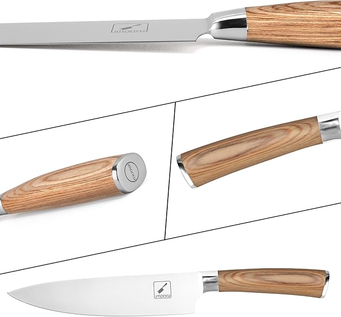 imarku Chef Knife - Pro Kitchen Knife 8 Inch Chef's Knives Japanese SUS440A Stainless Steel Sharp Paring Knife with Ergonomic Handle, Golden handle, Christmas and Thanksgiving Gifts for Men and Women