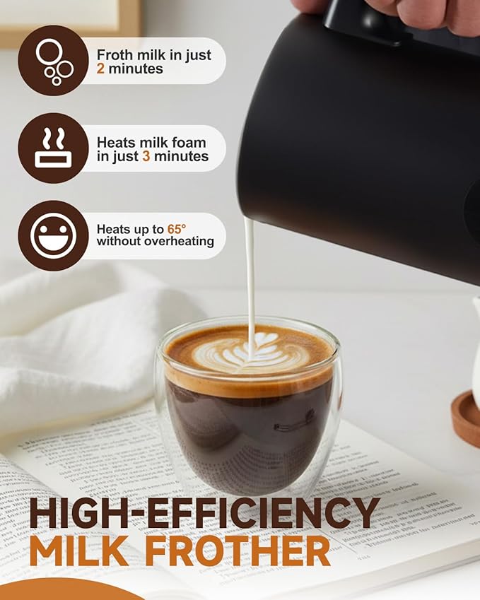 Electric Milk Frother, 4-in-1 Automatic Milk Steamer & Foamer 11.8oz/350ml, Automatic Hot and Cold Foam Maker and Milk Warmer for Latte, Cappuccino, Matcha, Hot Chocolate