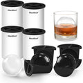Clear Ice Cube Maker, 2.5 Inch Stainless Steel Crystal Large Clear Ice Ball Maker, Silicone Ice Cube Mold for Cocktails, Drinks & Bourbon, Whiskey Gifts for Men (4 Pack)
