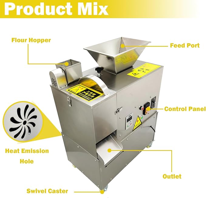 TECHTONGDA Electric Dough Divider Commercial Quantitative Dough Cutter 5g-500g Stainless Steel Pastry Piece Cutter Compact Dough Divider 1500W 110V