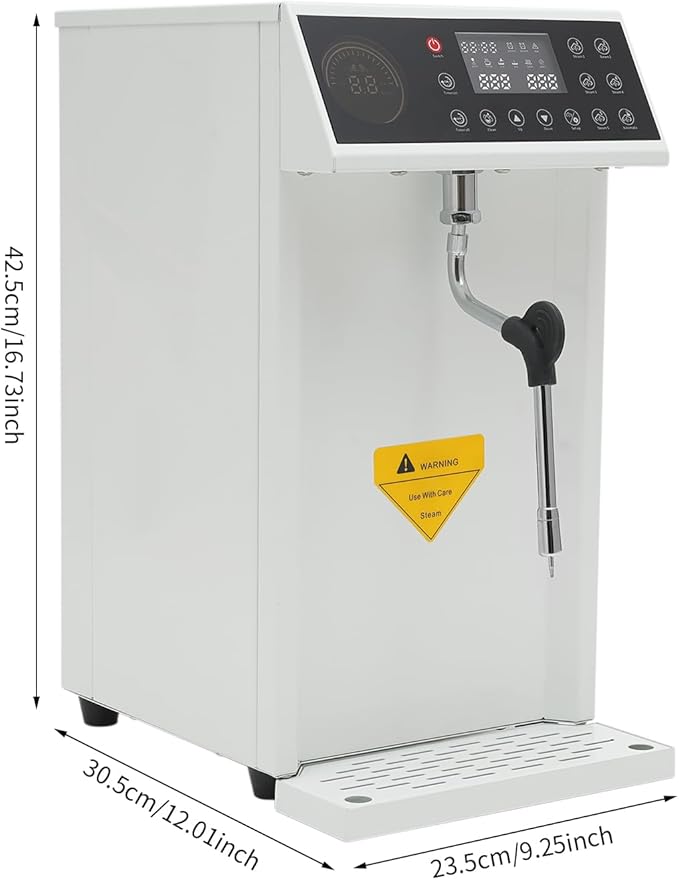 8L/2.11gal Commercial Steam Milk Frother, 3000W 5-Gear Fast Heating Milk Steamer Machine Electric Steam Milk Frothing Machine Espresso Coffee Milk Foam Machine for Bar Cafe