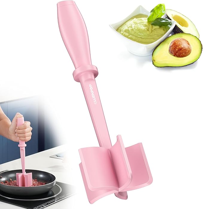 Upgrade Meat Chopper, Heat Resistant Meat Masher for Hamburger Meat, Ground Beef Smasher, Nylon Hamburger Chopper Utensil, Non Stick Mix and Chop, Potato Masher Tool