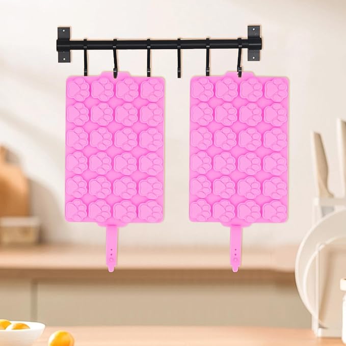 2 PCS Silicone Molds,Dog Treat Molds for Baking,Non-Stick Gummy Molds,Silicone Dog Paw Molds for Chocolate, Candy,Pudding, Jelly,Ice Cube,Biscuits,Puppy Dog Treats Mold