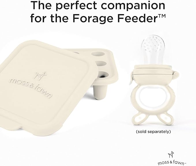 Moss and Fawn Ice Cube Tray - Forage Feeder Freezer & Teething Popsicle Mold for Breast Milk, Formula, Bone Broth, Purees, & Baby Food - BPA, Lead, & PVC-Free - Ecru